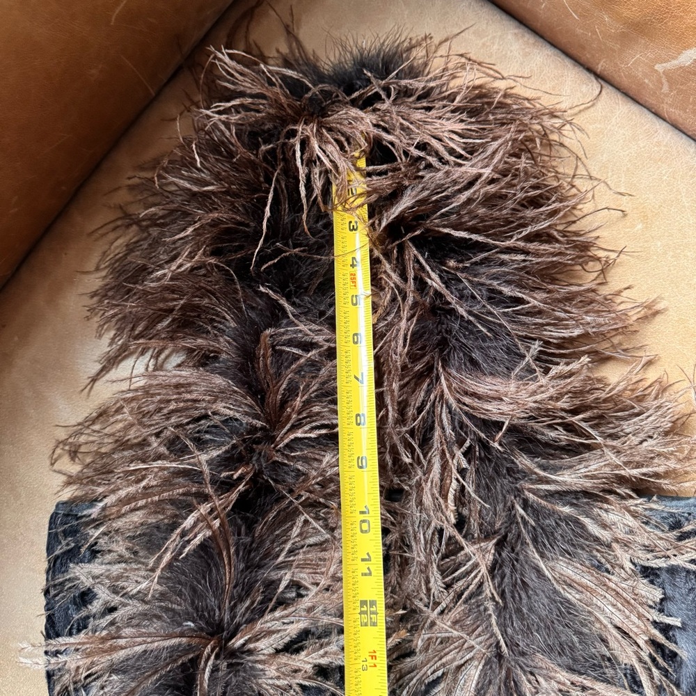 Ingrid Bruha leather fur feather leather suede black brown bag NYC Vintage - Picture 14 of 17
